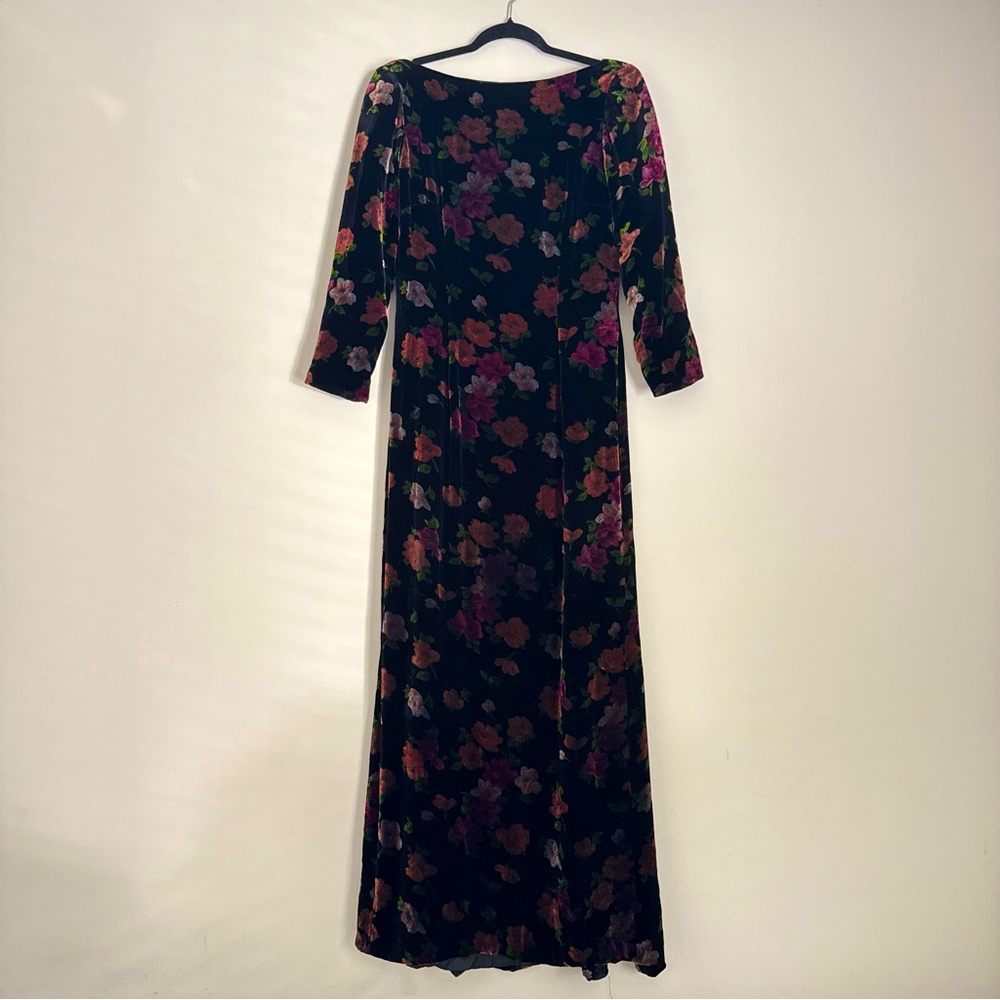 Vintage Oscar De La Renta velvet floral dress